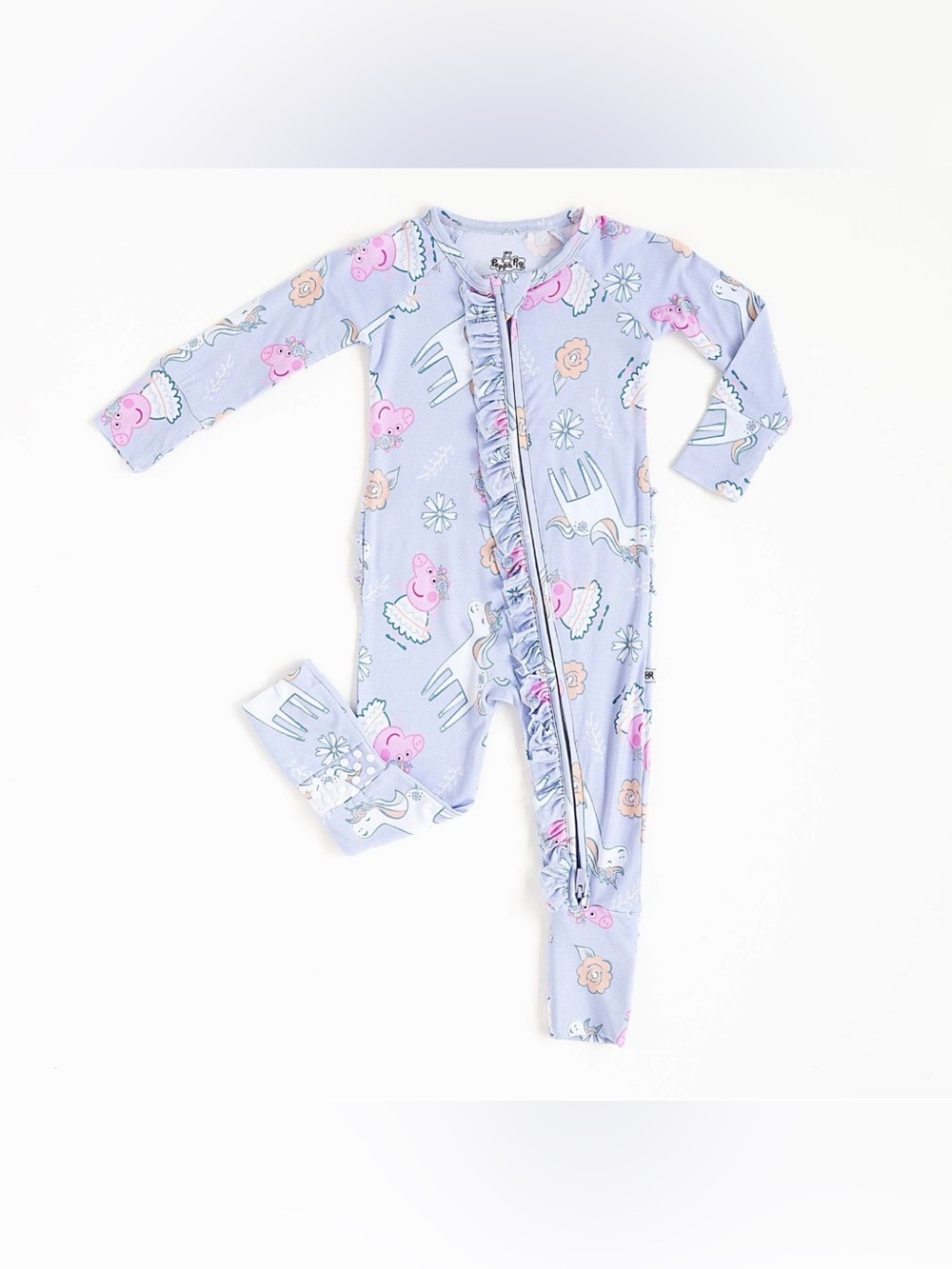 BUMS & ROSES Baby Girl Peppa Pig Bamboo Ruffle Romper - 0-3M